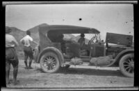 H. H. West group stopped on a desert road to cool the engine, Nevada, 1923