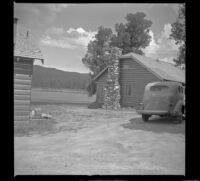 H. H. West and company's cabin sitting on the edge of Big Bear Lake, Big Bear Lake, 1945