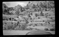 Rock formation at Zion National Park at the south east end, near the tunnel, Springdale vicinity, 1942