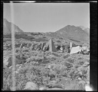 H. H. West and Velzy families camp at Convict lake, Mammoth Lakes vicinity, 1914