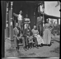 Lemberger family poses on the porch of their home, Burlington, 1900