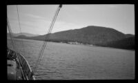 Hawk Inlet, viewed at a distance from an approaching ship, Juneau vicinity, 1946