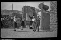 Zetta Witherby, Dode Witherby, Mertie West and Wes Witherby visit the Harmony Borax Works, Death Valley National Park, 1947