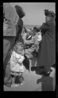 Mertie West and others travel aboard a ferry, Santa Catalina Island vicinity, 1948