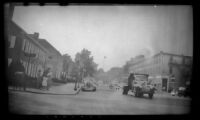 Distant view of Bunker Hill Mounument from a street in Charlestown, Boston, 1947