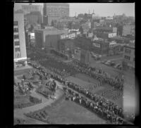 Holy Name Society parade marches down a Boston street, Boston, 1947