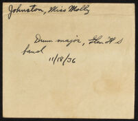 Handwritten description of photograph of Molly Johnston, 1936