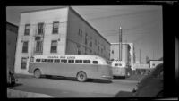 Bus and bus station at Nordale Hotel, Fairbanks, 1946