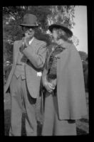 Ralph Hiatt and his wife, Nellie, stand together at the Iowa Picnic in Lincoln Park, Los Angeles, 1939