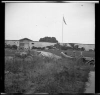 Dave F. Smith, Isabelle Smith, Nella West and Mary A. West visiting Sutter's Fort, Sacramento, 1913