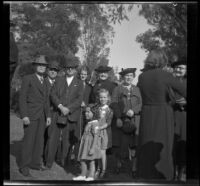 Fannie Mead Biddick poses with her granddaughters and others at the Iowa Picnic in Lincoln Park, Los Angeles, 1939