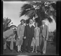 Abraham Whitaker and his children pose in Alhambra Park, Alhambra, about 1930