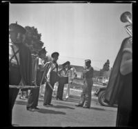 Marching band prepares for the Decoration Day Parade, Glendale, 1937