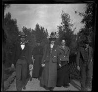 Group of H. H. West's friends and family walk through Lincoln (Eastlake) Park, Los Angeles, 1899