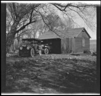 H. H. West's Buick at the Alamo Gun Club clubhouse, Gorman vicinity, circa 1910s