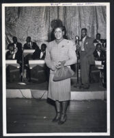 Winning contestant in drag contest hosted by Bill Hefflin at the Club Alabam, Los Angeles, 1940s