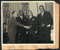 Herman Hill, Bud Abbott, Eugene Biscailuz and Mr. Fowler, Los Angeles, 1940s