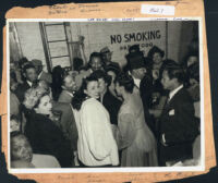 Lena Horne and actress Mae Johnson on the opening night of Two in a Bed at the Musart Theatre, Los Angeles, 1946