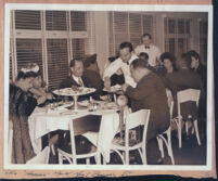 Tillie Euliss, Lil "Hammie" Hammond, Marque Neal and Norman Siminoff at a restaurant, Los Angeles, 1940s