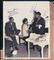 Edmund and Mrs. Hurd at Estelle Sherwood's beauty parlor, Los Angeles, 1940s