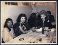 Three young women at a restaurant, Los Angeles, 1940s