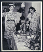 Ethel Sissle, Marva Louis, and Catherine Garcia at Noble Sissle's house, Los Angeles, 1940s