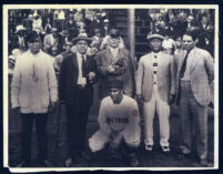 Six men at home plate, Los Angeles, 1920s