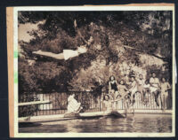 Bathing beauties at the pool at the home of Mitchell Miles, Los Angeles, 1940s