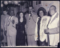Unidentified Woman, William Goodloe, Juanita Goodloe, Walter Gordon, Jr., Liz McCullough, and Mye Haddox in Los Angeles, circa 1951