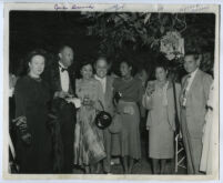 Group of seven partygoers, Los Angeles, 1940s