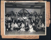 Formal event attended by physicians and others at a hall, Los Angeles 1940s