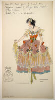 Louis XV ballgown of faded rose taffeta, bodice of orange satin, festoons of silver lace, Model #50 - 'A Dedication