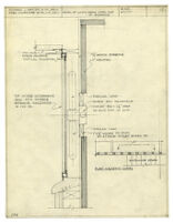 Architectural drawing, detail of lights behind steel sash at entrance