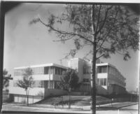 Landfair Apartments, exterior view from corner of Landfair Ave and Ophir Drive