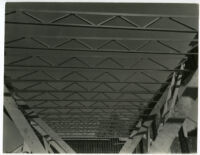 Beard House, construction, view of steel beams, Altadena, California, 1934