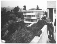 Richard J. Neutra on balcony at Lovell Health House