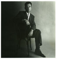 Dion Neutra, portrait, seated full length view, 1969