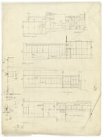 Beard House, elevations of patio and entrance, Altadena, California, 1934