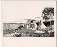 Kaufmann House, exterior sketch patio view