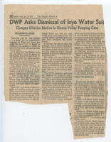 DWP Asks Dismissal of Inyo Water Suit: Charges Ulterior Motive in Owens Valley Pumping Case