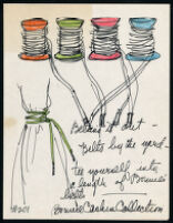 Cashin's illustrations of belts and belted handbag designs for unproduced "Bonnie Cashin Collection." f03-01