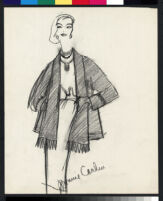 Cashin's pencil illustrations of ensembles featuring Forstmann wool. b073_f02-04