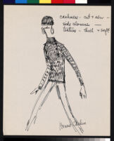 Cashin's illustrations of sweater designs for Ballantyne of Peebles titled "Cashmere cut and sew."