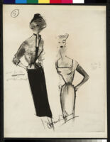 Cashin's illustrations of knit ensembles designed for Guttman Brothers. f02-09