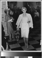 Black and white photographs of Cashin's ready-to-wear designs for Adler and Adler and Sills and Co. modeled at various fashion shows