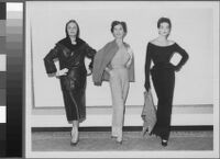 Black and white photographs of Cashin's ready-to-wear designs for Adler and Adler and Sills and Co. modeled at various fashion shows