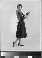 Black and white photographs of Cashin's designs of knit outfits for Guttman Bros