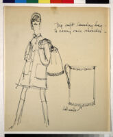 Cashin's illustrations of handbag designs for Coach (handbags shown on models)