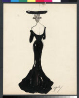 Cashin's hand-painted illustrations of ensembles featuring black and white / gray Forstmann wool. f07-01