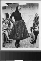 Black and white photographs of Cashin's fur coat designs for H.B.A. Fur Corp